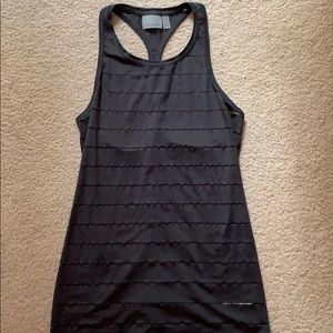Athleta dark green tank with see through stripes